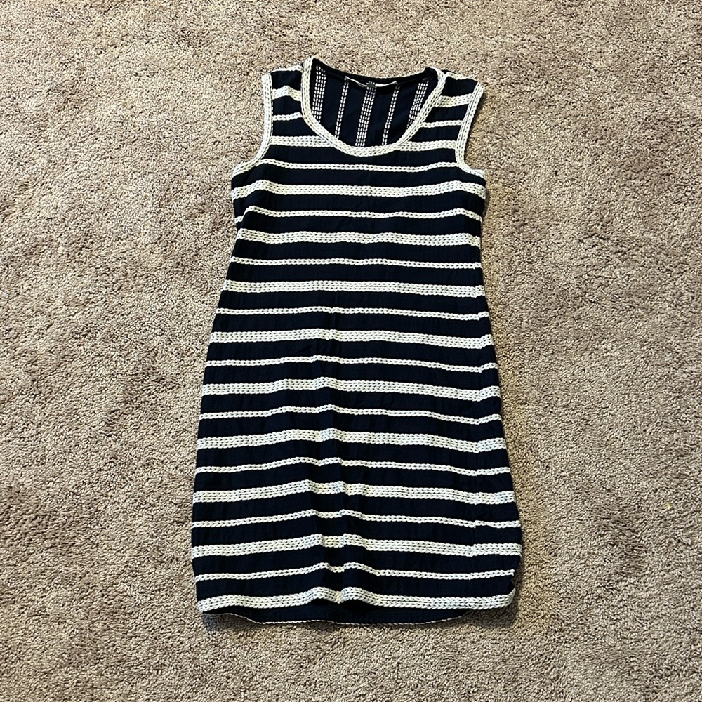 Max Studio Navy and White Patterned Dress